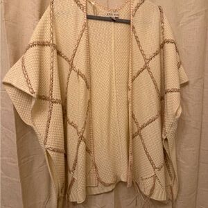 Knox Rose Cream Boho Knit Poncho Sweater Womens S Layering Cardigan